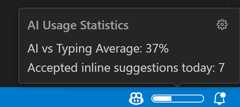Screenshot showing the AI statistic hover information in the Status Bar.