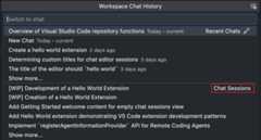 Screenshot showing the Coding Agent Sessions Quick Pick.