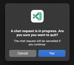 Screenshot of confirmation to exit with running chat.