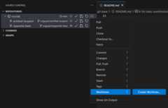 Screenshot of create worktree command in Source Control view.