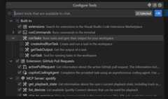 Screenshot showing the new tool picker using a quick tree, enabling collapsing and expanding nodes.