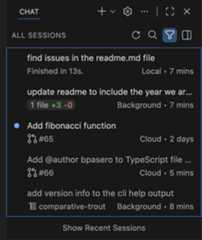 Screenshot showing all sessions in the Chat view.