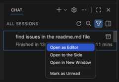 Screenshot showing the context menu of a session in the sessions list.