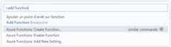 query "add function" including Azure Functions Create Function command