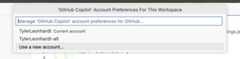 Use a new account option in the account preference Quick Pick.
