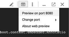 Preview on port 8080 menu item