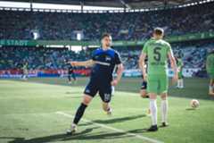 Ibrahim Maza celebrates his equaliser.