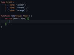 A set of case statements generated through auto-completion based on literal types.