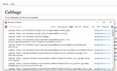 Browser console menu: URLs from extension