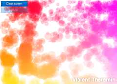 A page full of rainbow colors, with two buttons labeled Clear screen and mute.