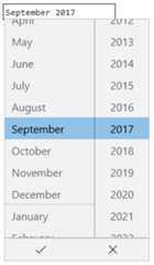 Month control on Edge browser