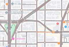 The same Seattle map at zoom level 17 and all the roads are now a beige colorbecause they have switched to the Surface mapfeature.