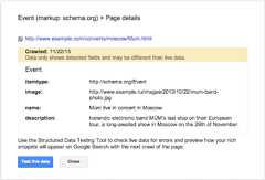 A detailed description of a Structured data error shown in Webmaster tools