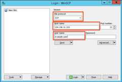 Setting the file protocol to SCP, the hostname to 104.196.31.103, and the username to example-user.