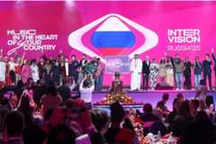 Primeros ensayos en el concurso de música Intervisión, en Moscú, la semana pasada.