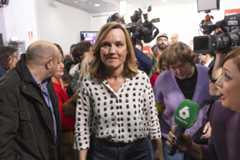 La candidata del PSOE en Aragón, Pilar Alegría, tras el escrutinio.