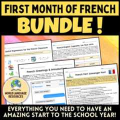 Preview of French Greetings Alphabet Numbers Cognates BUNDLE Back to School Activities