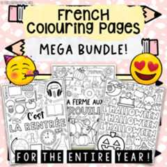 Preview of French Coloring Pages for the Entire Year | MEGA BUNDLE