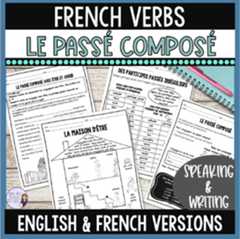 Preview of French Passé composé verb worksheets + speaking activities: Core & Immersion