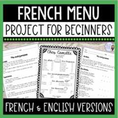 Preview of French menu project for French food unit: core & immersion LA CARTE FRANÇAISE
