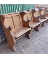 Four Seater Oak Pew - Folding Seats - 3 - KAS448h