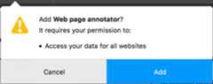 Example of the "Access your data for all websites" permission message