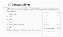 JavaScript Block editor with context menu