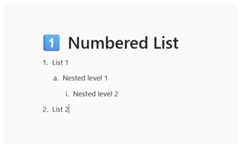 JavaScript Block editor with Numberedlist