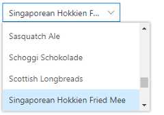 Vue Dropdown List with selection popup dimension adjustment.