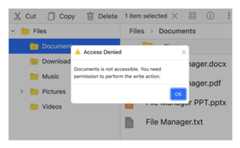 Access control support in Vue File Manager.