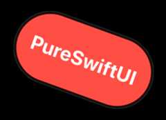 label designed in SwiftUI Label with white text and a red background and rounded corners rotated slightly clockwise