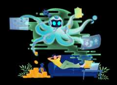 A man relaxing in his couch while octobot the free open source crypto trading bot is making money by automating cryptocurrency strategies