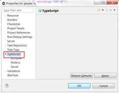 TypeScript Nature Inside Project Properties