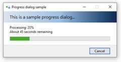 A progress dialog as it appears on Windows 10