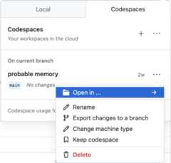 resuming a codespace