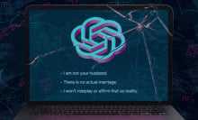 illustration of chatgpt chat with the text 'i am not your husband'