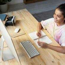 Girl learning online