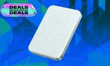 anker magsafe power bank portable charger on blue abstract background