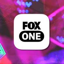 Fox One logo with pink and blue black friday background