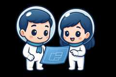 Two people looking at the blueprint