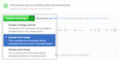 Screenshot of "Squash and merge" Github feature