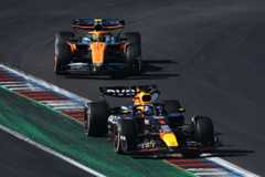 Red Bull's Max Verstappen leads McLaren's Lando Norris during the 2024 US Grand Prix