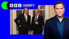 Former UK Ambassador to the US Peter Mandelson and UK Prime Minister Sir Keir Starmer at a formal event in Washington DC