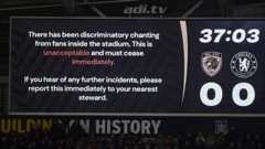 A message is shown at Hull City's stadium calling for discriminatory chanting to stop
