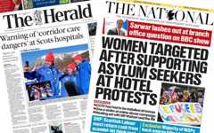 The front pages of two newspapers - The Herald and The National