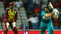 New Zealand's Glenn Phllips hits out against West Indies