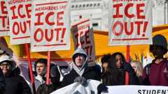Minneapolis residents and students protesting against ICE