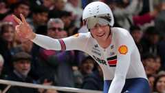 GB's Josh Tarling celebrates winning the world points race title