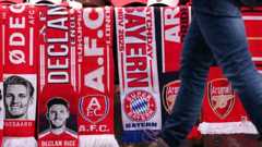 Arsenal and Bayern scarves