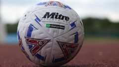 A close-up of a National League football